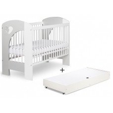 KLUPS NEL SERCE cot with storage box 120x60cm, white / grey