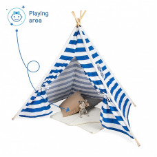 MPORT Tipi style tent for kids with blue stripes K2001