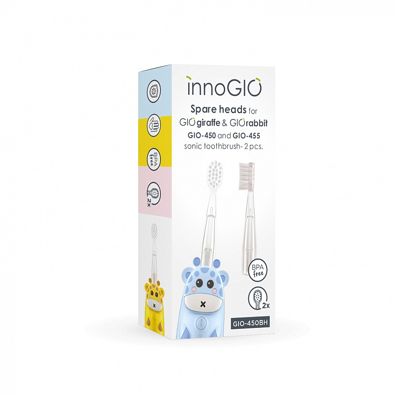 INNOGIO Spare heads for GIOgiraffe & GIOrabbit toothbrush for children GIO-450BH