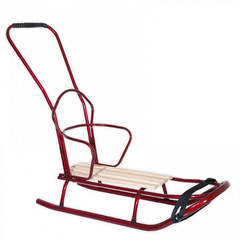 GUSIO DE LUX Sled with backrest and handle (thick runners), bordo