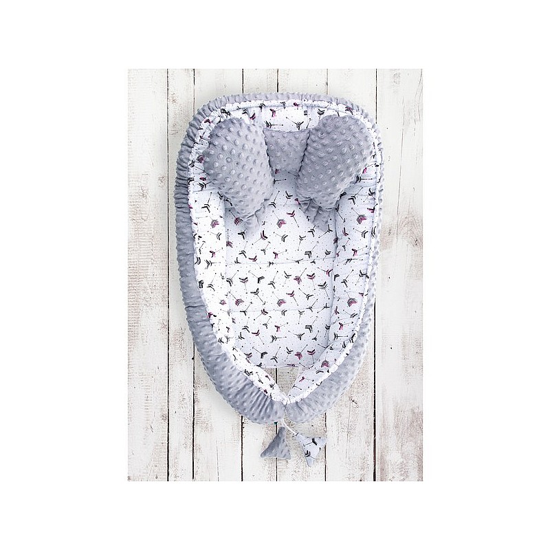 BELISIMA MINKY STRZALKI nest for the newborn, P01-989 grey/pink