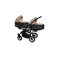 BABYACTIVE TWINNI PREMIUM Stroller for twins BEIGE, 12 black frame