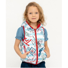 BUTTON BLUE double sided vest with canopy 110 size, red