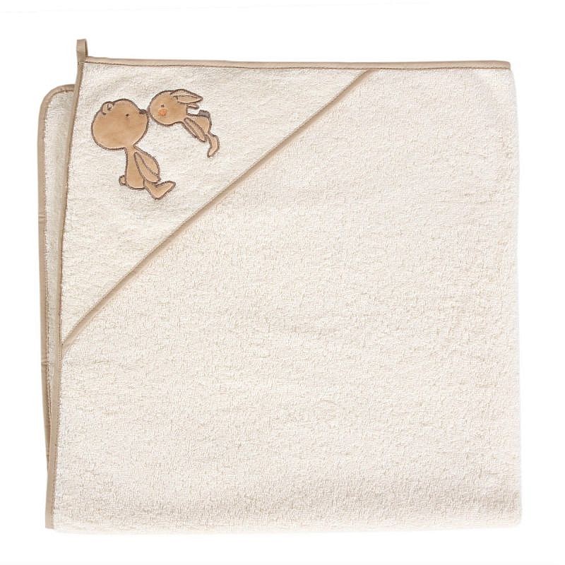 CEBABABY hooded towel 100x100cm SWEET COUPLE ECRU