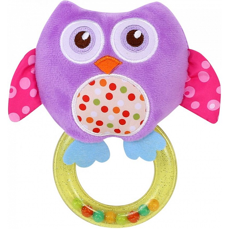 LORELLI rattle with squeaker OWL PURPLE, 1019129 0002