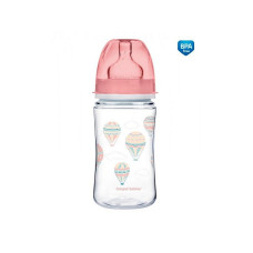 CANPOL BABIES EasyStart IN THE CLOUDS PP bottle with 240ml wide neck and silicone teat 3m + 35/225 pink