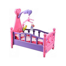 Cot for dolls with hanging toys