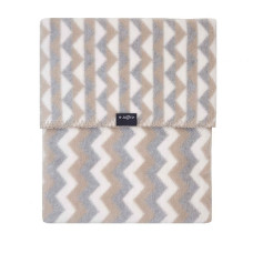 WOMAR cotton plaid 75x100sm Zigzag white with beige and gray