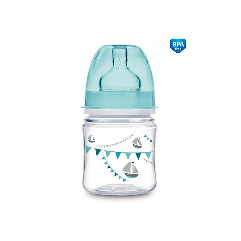 CANPOL BABIES Easy Start Let's Celebrate Feeding Bottle 120ml with silicone teat 0m + 35/228 Blue