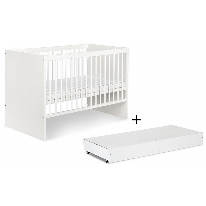 LittleSky by Klups DALIA baby cot with drawer 120х60см, white/white