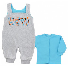 KOALA HEY velor romper with blouse 62 size, 08-475 Grey / blue