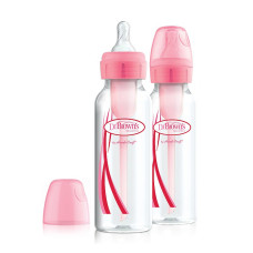 DR.BROWNS Narrow-Neck Options Plus feeding bottle with a narrow neck 0m + 250ml. 2 pcs. pink SB82305-ESX