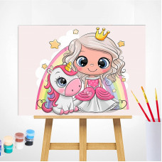 TSVETNOY Painting set by numbers 20x30cm Little Princess with a Unicorn, MC1095e