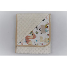 DUET BABY blanket Minky+Cotton Print art. 625 Lovely animals ecru (741305)