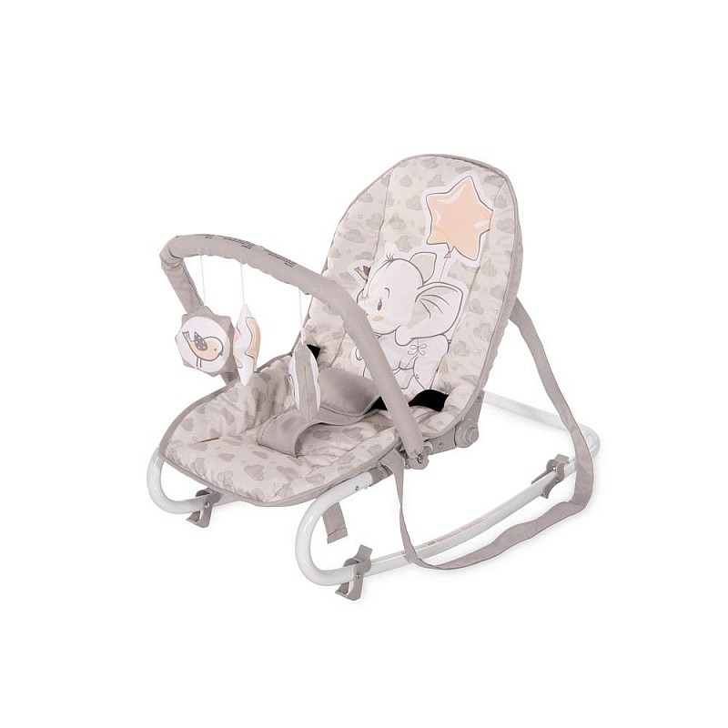 LORELLI ROCK STAR Baby Rocker 0m+ LIGHT GREY ELEPHANT