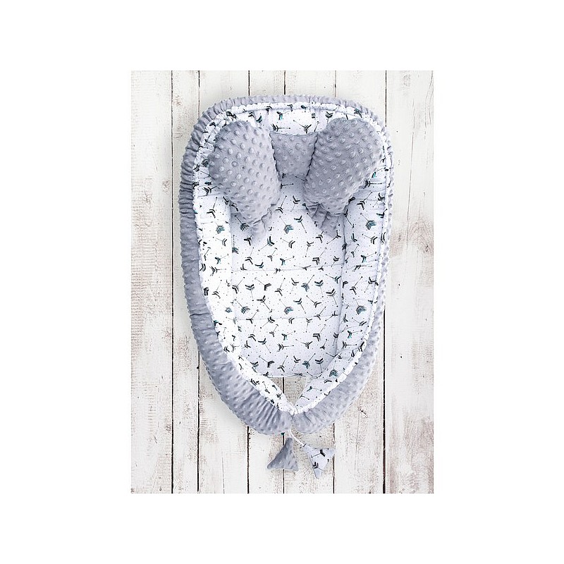 BELISIMA MINKY STRZALKI nest for the newborn, P01-991 grey/turquoise