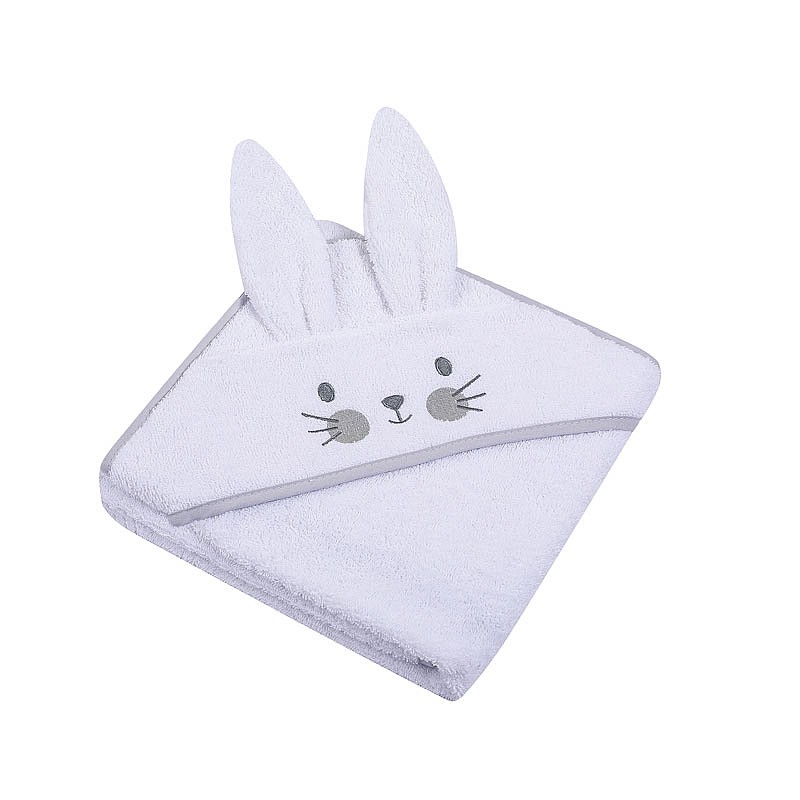 DUET BABY hooded towel 100x100cm ANIMALS II, 328 white