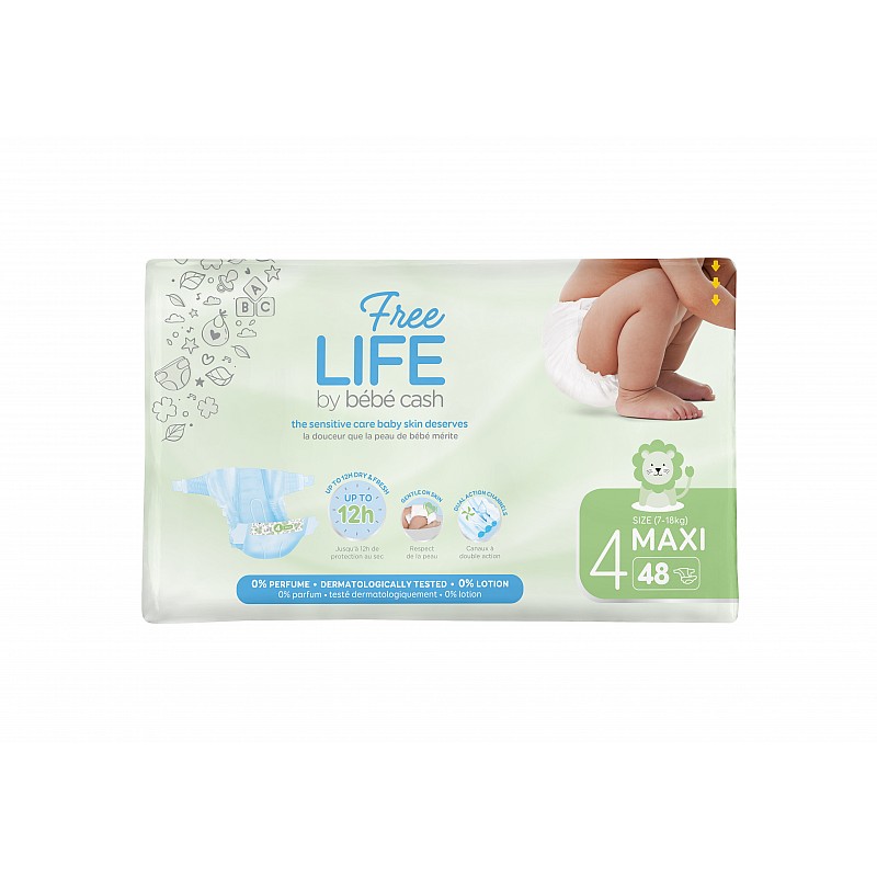 BEBE CASH Freelife Maxi baby diapers 7-18kg 48pcs., 250017440 SALE