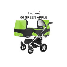 BABYACTIVE TWINNI CLASSIC Strollers for twins, 06/01 Green Apple green with a white frame