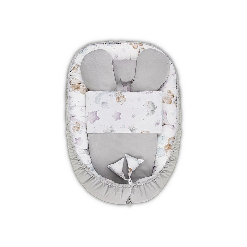 BELISIMA VELVET nest for the newborn with a blanket P02-0395 MISIACZEK, grey