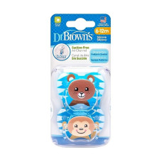 DR.BROWNS PreVent BEAR & MONKEY silicone soother 6-12m. 2 pcs. blue PV22014-ES