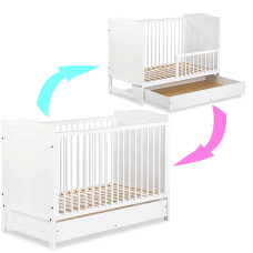 KLUPS FELIX cot with a drawer and a safety rail 120х60cm, white