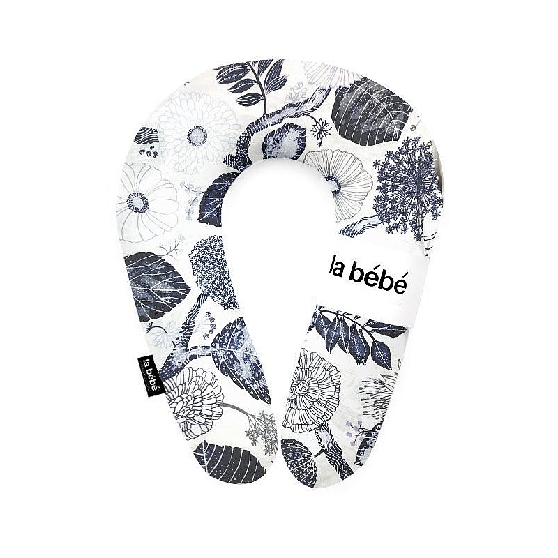 LA BEBE Snug horseshoe 20 * 70 cm Blomma skiss blue 8216