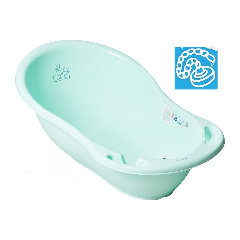 TEGA BABY baby bath with plug RABBIT 86cm - peppermint, KR-004