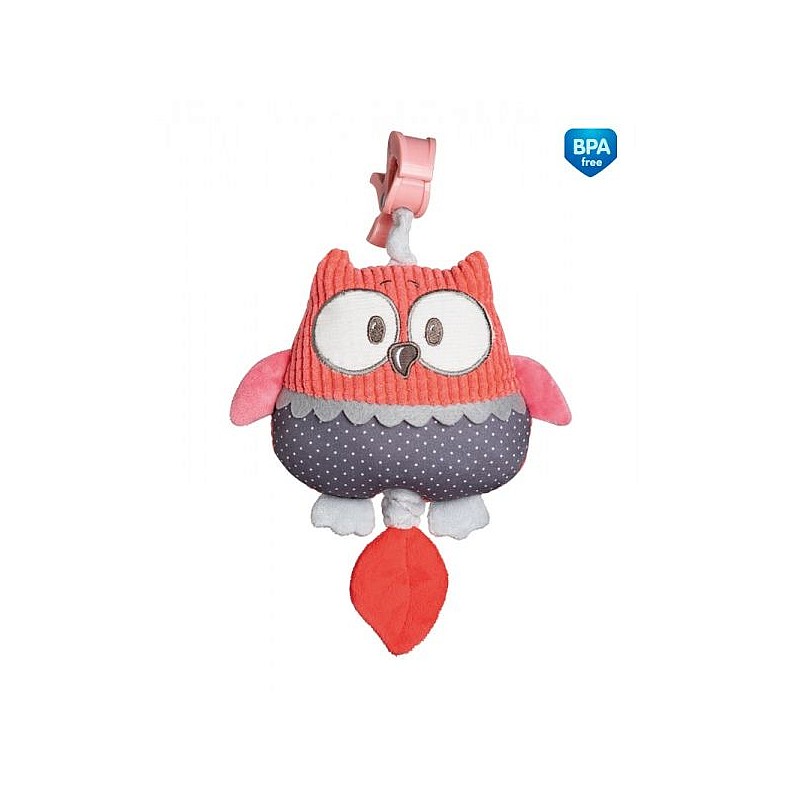 CANPOL BABIES PASTEL FRIENDS Hanging toy with sound OWL 0m + 68/069 coral