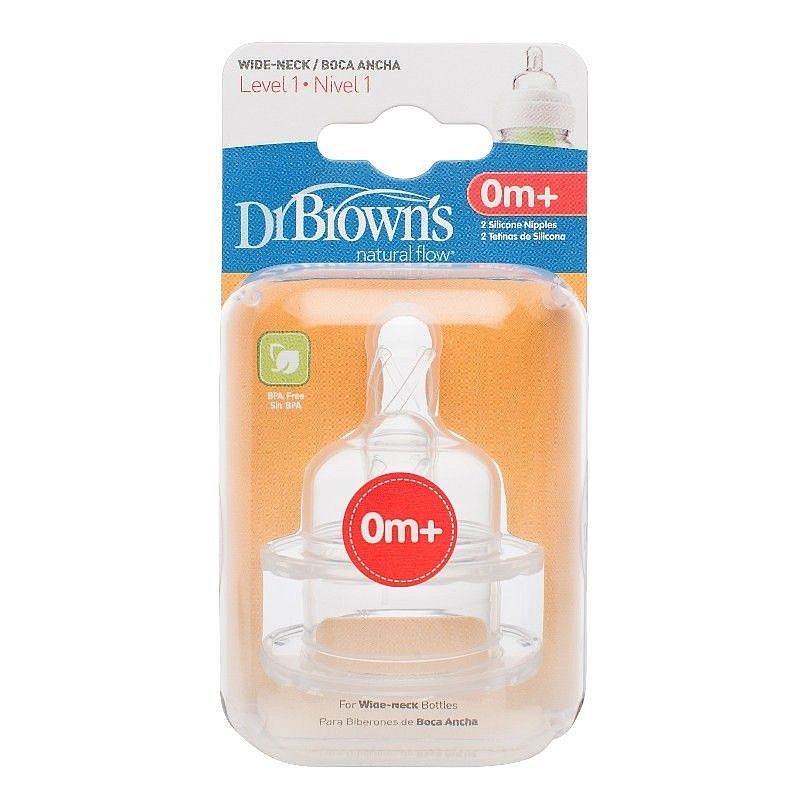 DR. BROWNS OPTIONS Wide-Neck Level-1 silicone teat 0m. + 2 pcs., 352