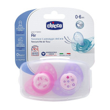 CHICCO Silicone pacifier 0-6m 2pcs., pink