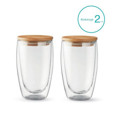 MPORT Double-Walled glasses with lid  (2pcs.) 450ml. L19012