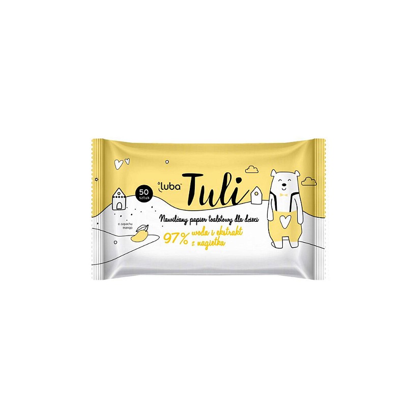 LUBA Tuli moistened toilet paper for children. 97% water, calendula extract 50 pcs