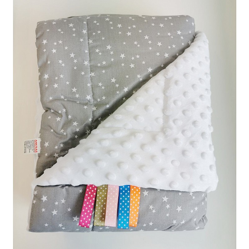 ANKRAS MINKY STARS blanket 75x100cm white/grey