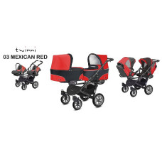 BABYACTIVE TWINNI CLASSIC Strollers for twins 3in1, 03/01 Mexican Red red with a black frame