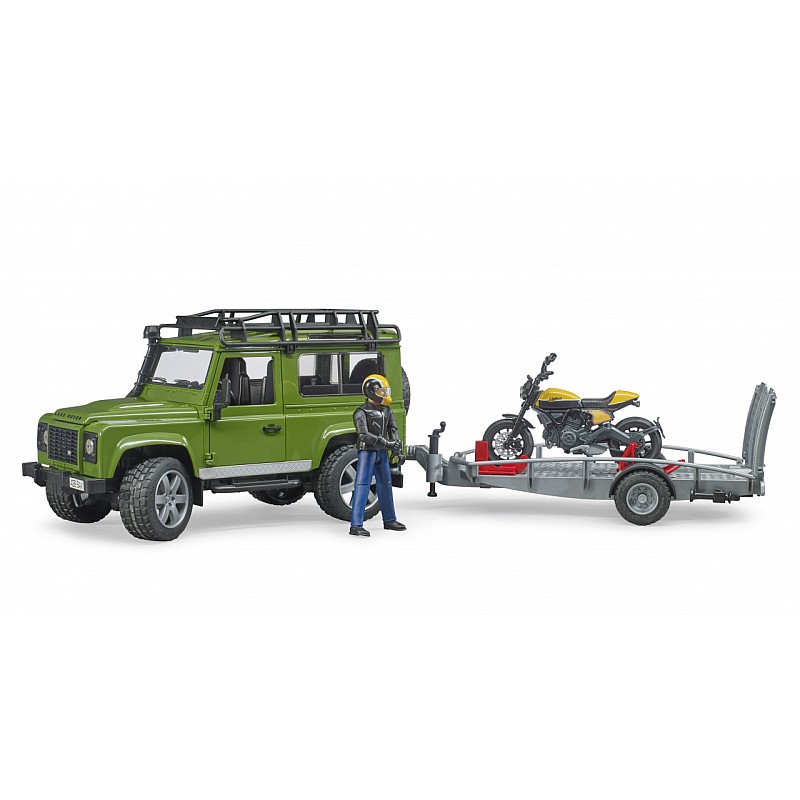 BRUDER Land Rover Defender piekabe ar Scrambler Ducati Full Throttle, 02589