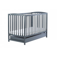 DREWEX KUBA DELUX baby cot with removable side and storage box 120x60cm, graphite