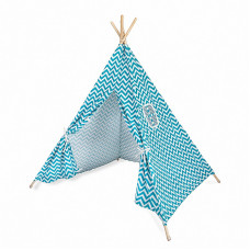 MPORT Tipi style tent for kids with green zigzag pattern K2002