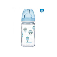 CANPOL BABIES EasyStart IN THE CLOUDS PP bottle with 240ml wide neck and silicone teat 3m + 35/225 blue