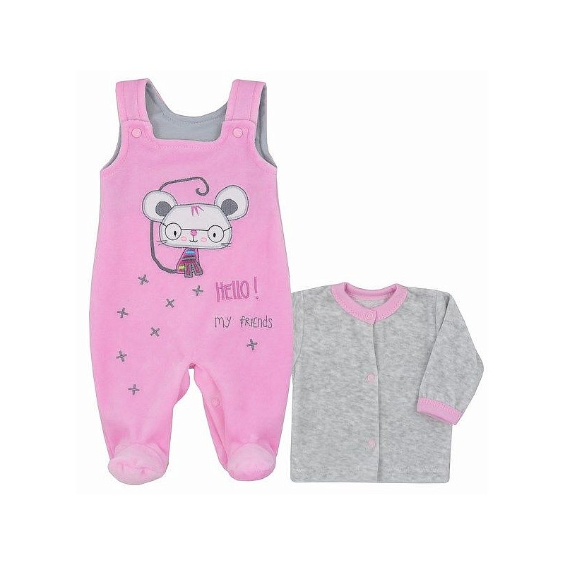 KOALA HELLO velor romper suit with a blouse size 68 04-848 light pink