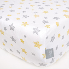 CEBABABY Jersey Fitted Sheet (120x60) Yellow Stars W-823-076-605