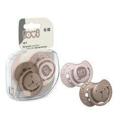 LOVI dynamic silicone pacifier HEY GIRL, 6-18m, 2 pcs, brown, 22/887girl