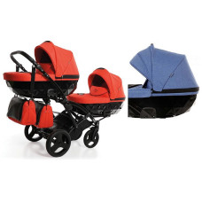 JUNAMA DIAMOND DUO SLIM stroller for twins 2in1, 09 blue / black