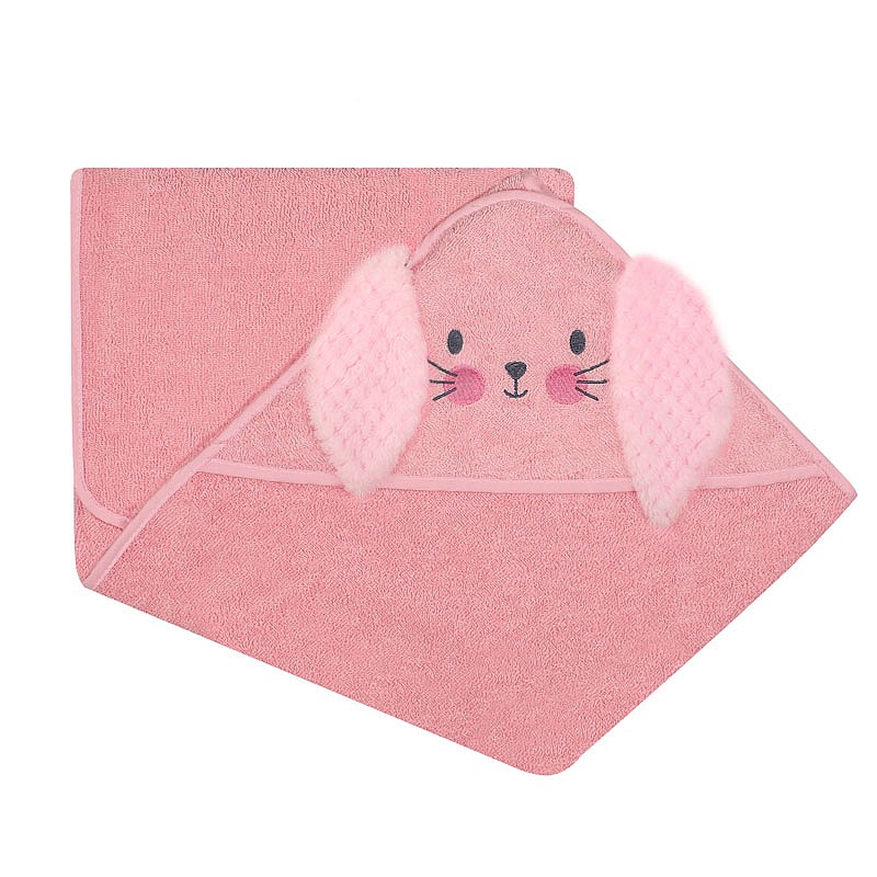 DUET BABY Hooded Towel ANIMALS 100x100cm, 325 Rabbit pink