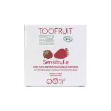 TOOFRUIT Sensibulle organic soap-free soap for body and face wash for children with raspberry-strawberry scent, 85 gr