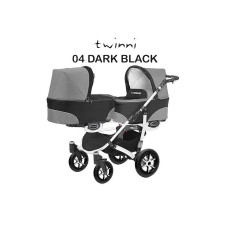 BABYACTIVE TWINNI CLASSIC for twins Carriages, 04/01 Dark Black is black with a white frame