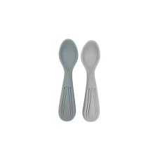 Atelier Keen Silicone Baby Spoons – Blue Clay / Greige