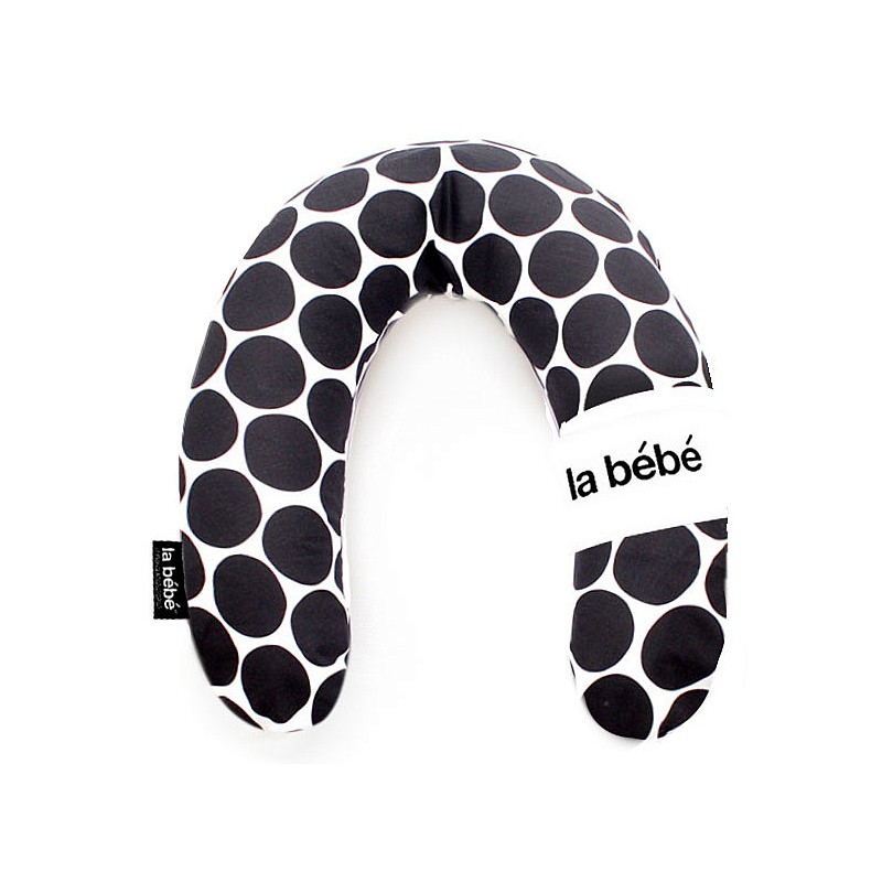 LA BEBE Rich Cotton Barošanas pakaviņš spilvens Black&White dots 30x175cm 78977