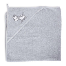 CEBABABY Hooded towel 100x100cm BASIC Zebra Grey W-815-302-633