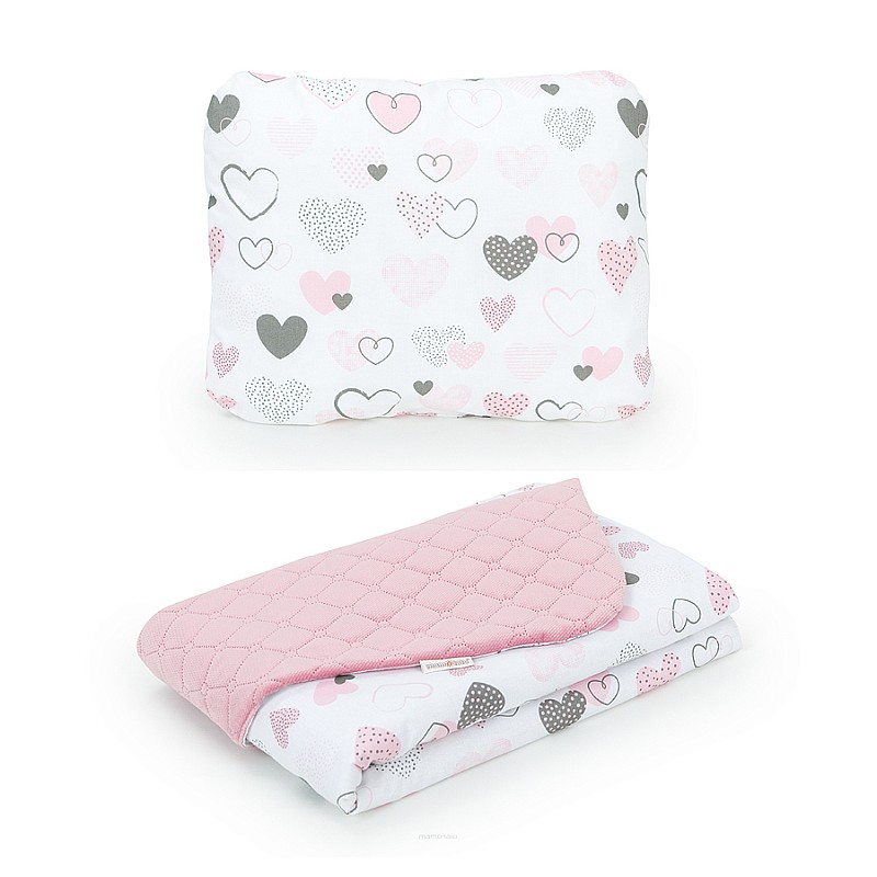 MamoTato blanket with pillow 75x100cm PASTEL HEARTS 12019